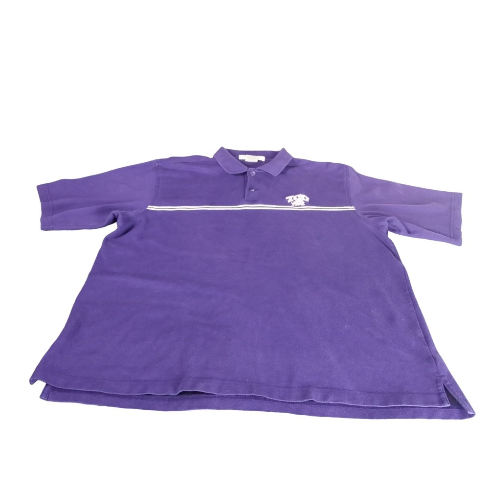TCU Horned Frogs Mens Sz L Antigua Purple Polo Shirt Embroidered Sportswear NCAA